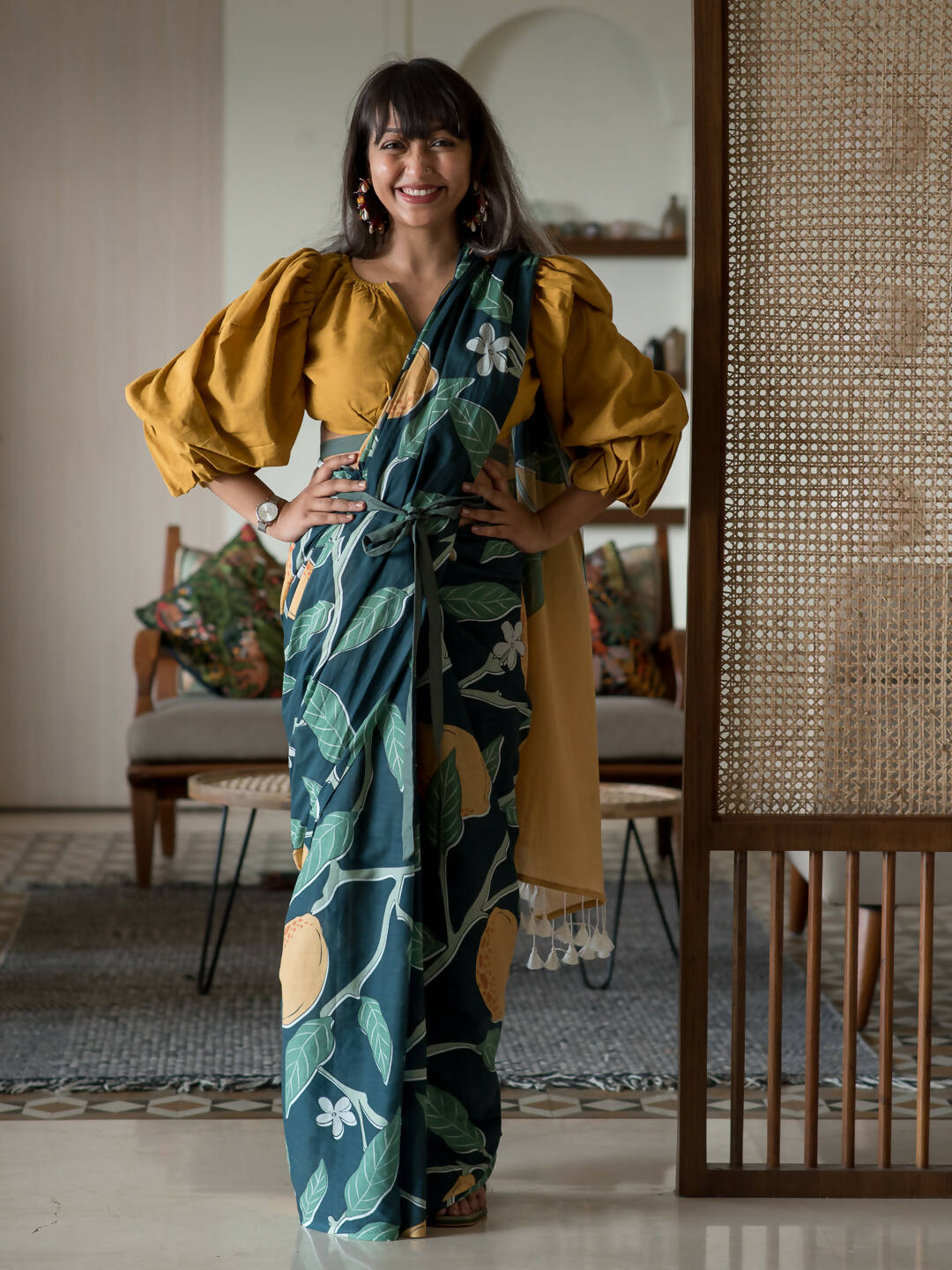Suta Multi Color Floral Pure Cotton Saree | Grocsy
