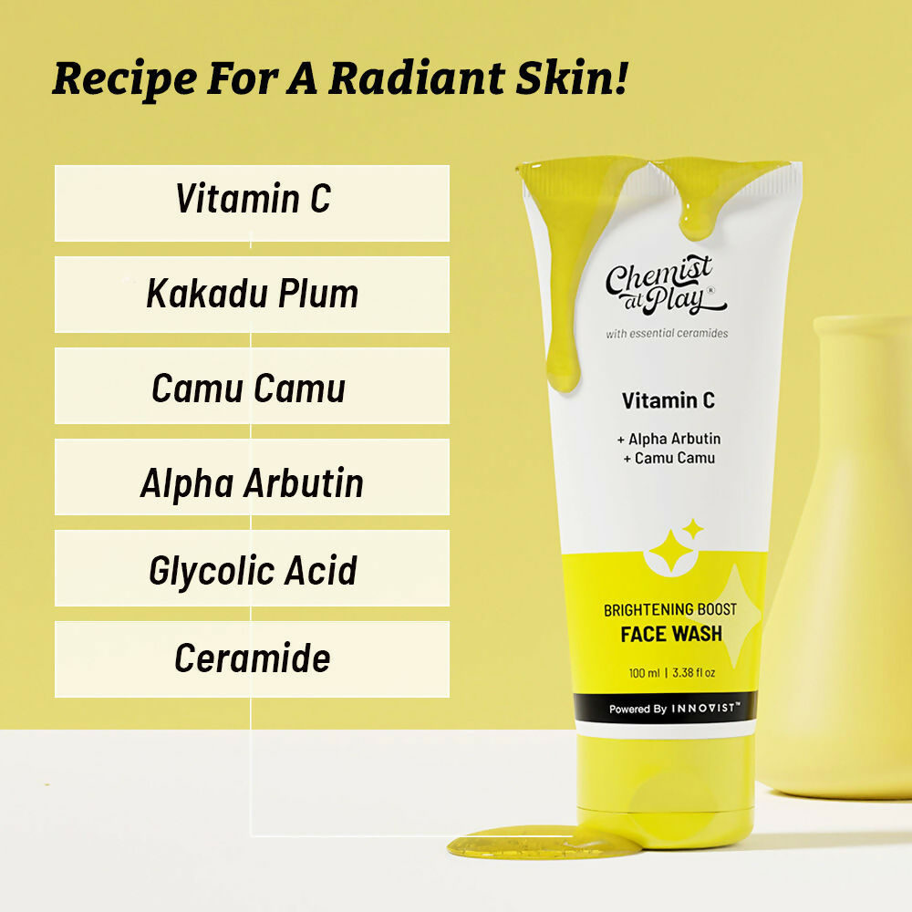 Chemist At Play Exfoliating Body Scrub + Brightening Boost Vitamin C Face Wash Combo | Grocsy