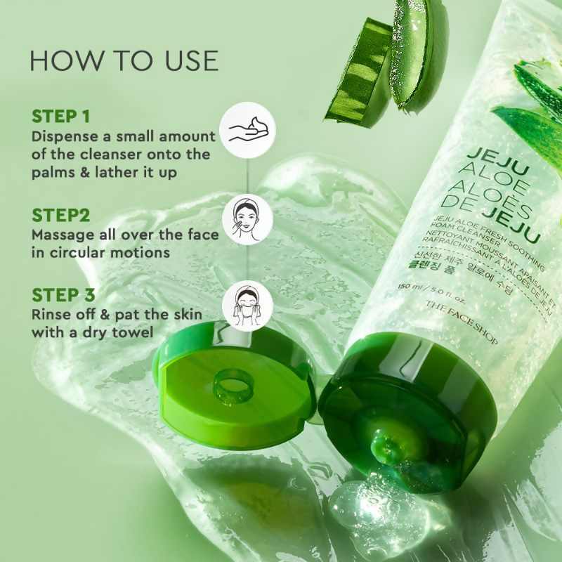 The Face Shop Jeju Aloe Fresh Soothing Foam Cleanser | Grocsy