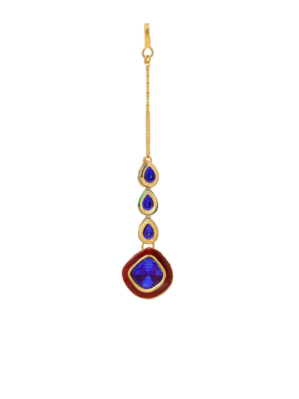 Ruby Raang Blue Meenakari Kundan Maang Tikka | Grocsy