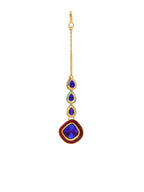 Ruby Raang Blue Meenakari Kundan Maang Tikka | Grocsy
