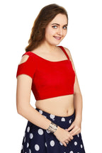 Aastha Fashion Women's Women's Red Velvet Solid Readymade Blouse | Grocsy