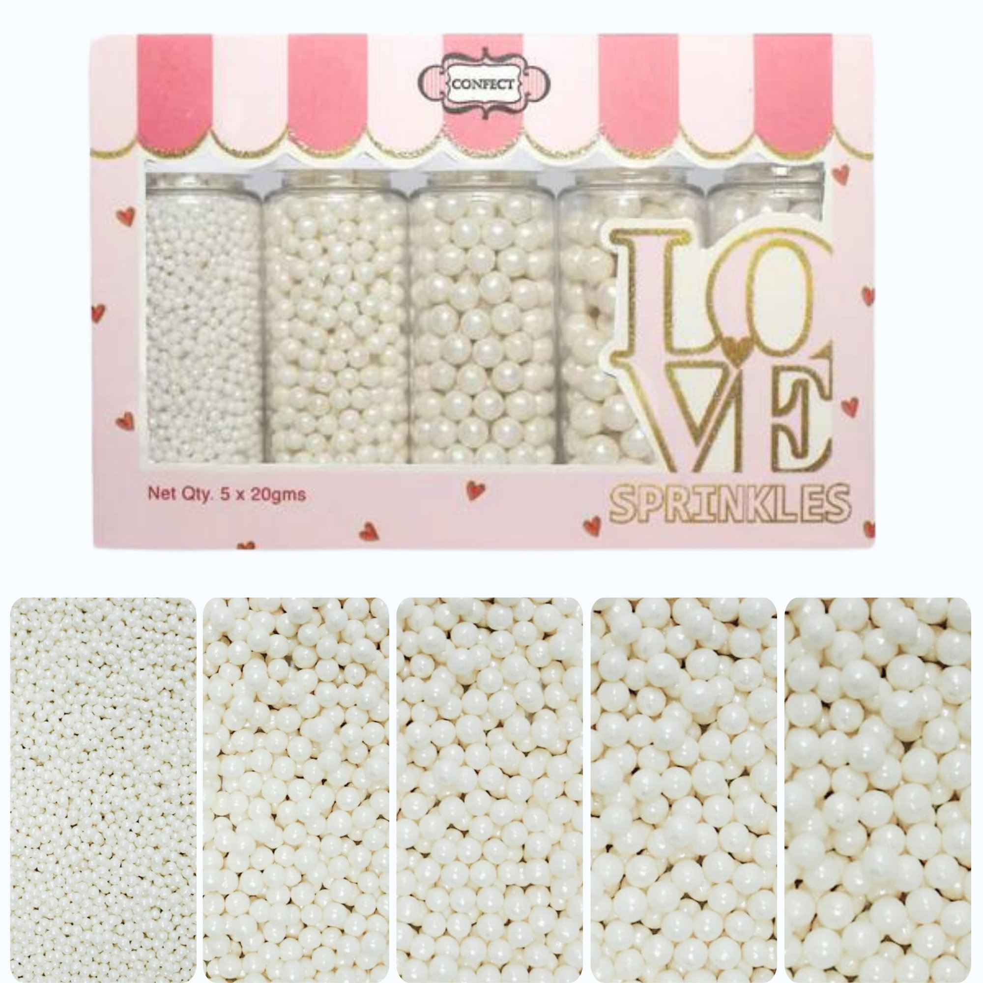 Confect White Princess Disco Balls Assorted Sprinkles ( DB-13 ) | Grocsy