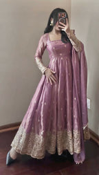 Teeya Creation Onion Fendy Silk Designer Heavy Work Wedding Wear Long Gown | Grocsy