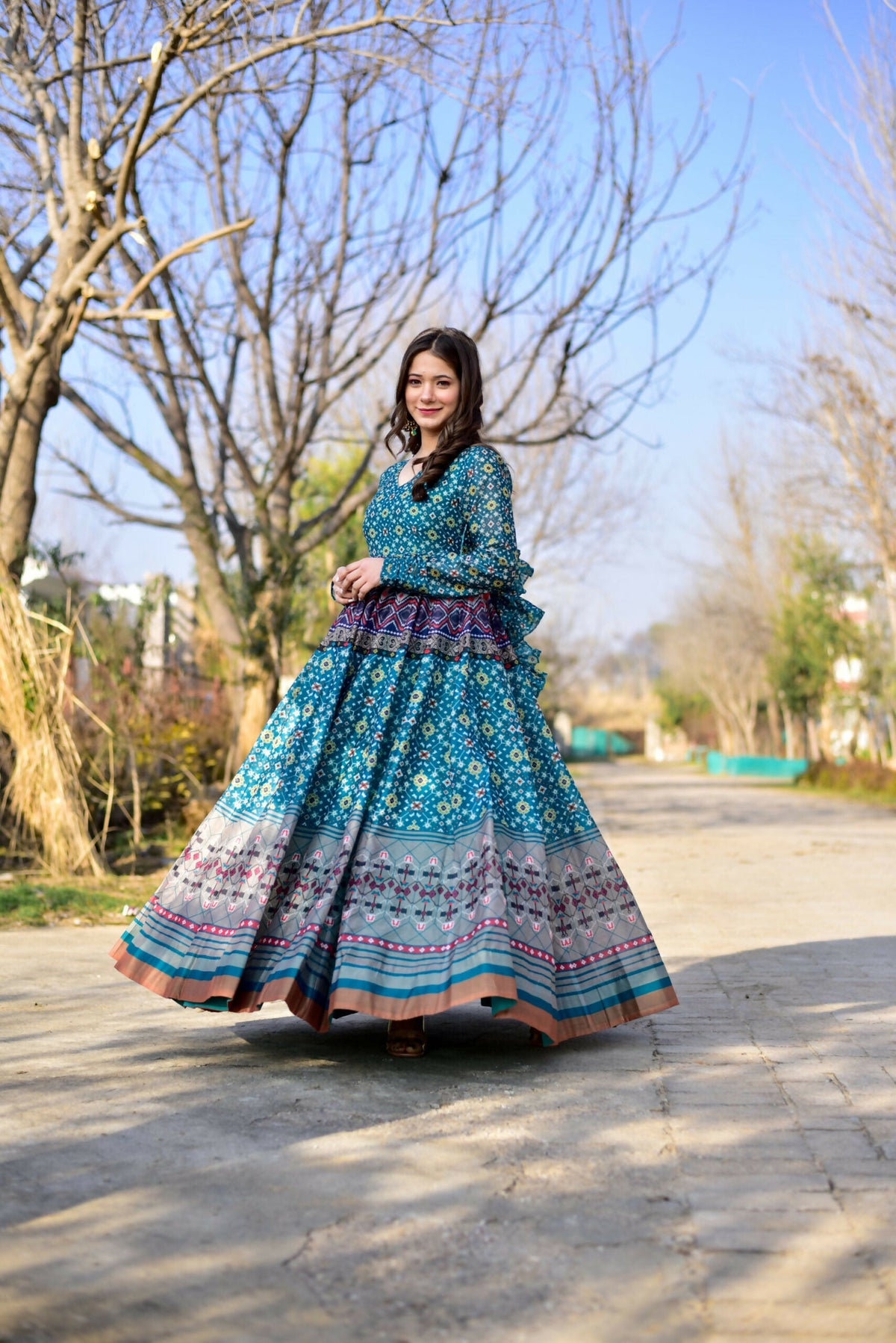 Aayaa Pure Chanderi Gown With Heavy Digital Print - Multi Color | Grocsy