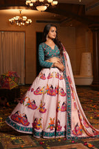 AI Fashion Light Pink Crepe Designer Navratri Wear Lehenga Choli Collection | Grocsy