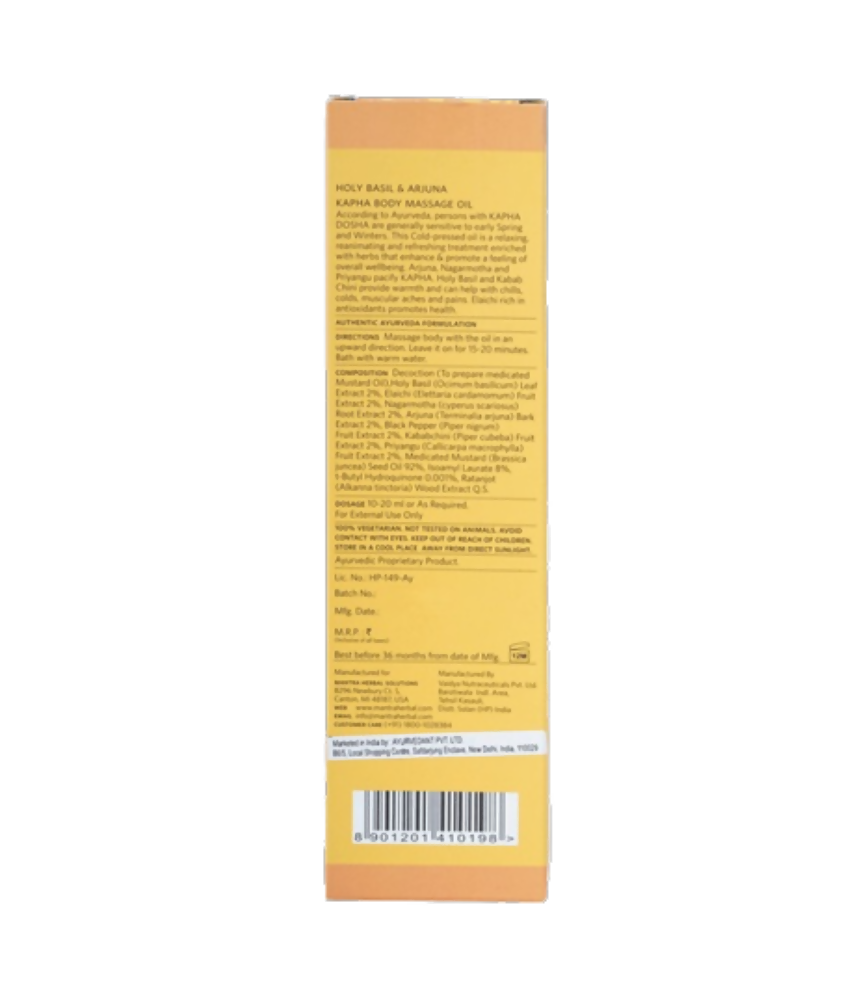 Mantra Herbal Holy Basil and Arjuna Kapha Body Massage Oil | Grocsy