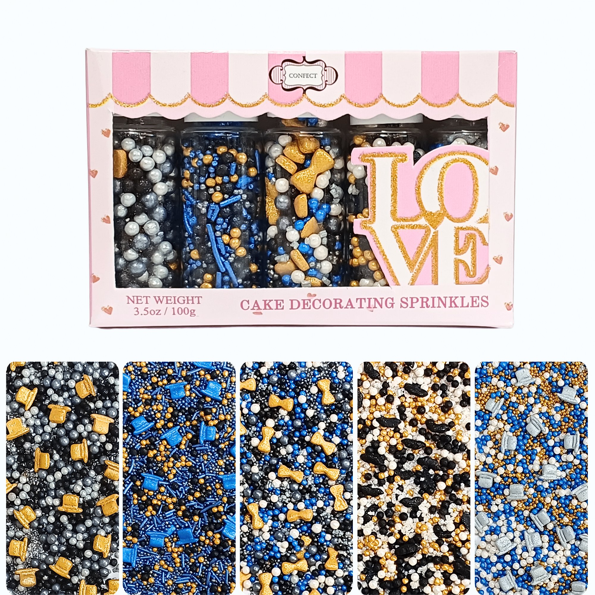 Confect Black, Blue & White | (03) Father's Day Sprinkles | Grocsy