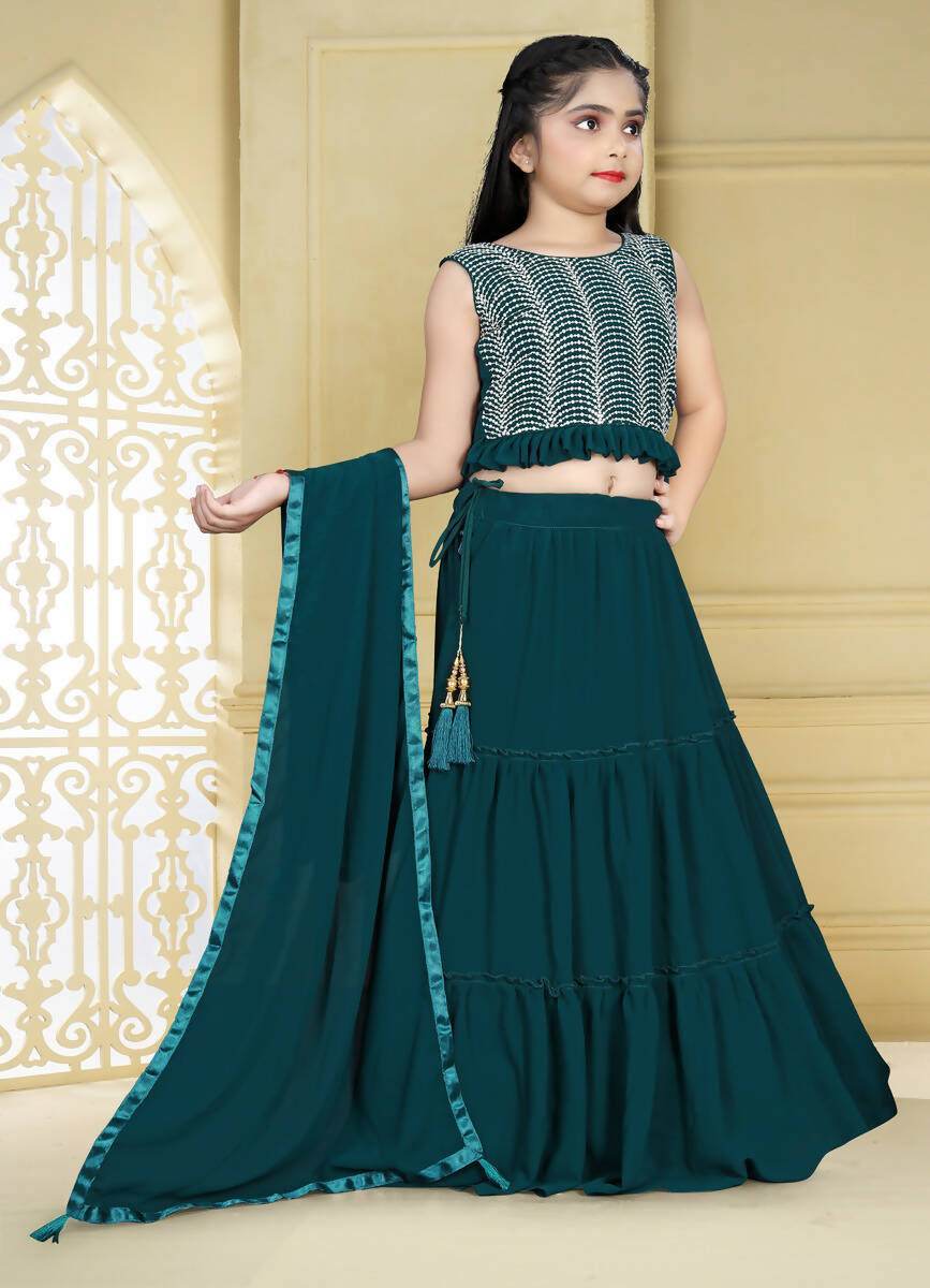 Wedding Designer Rama Georgette Kidswear Lehenga - Aaradhna | Grocsy