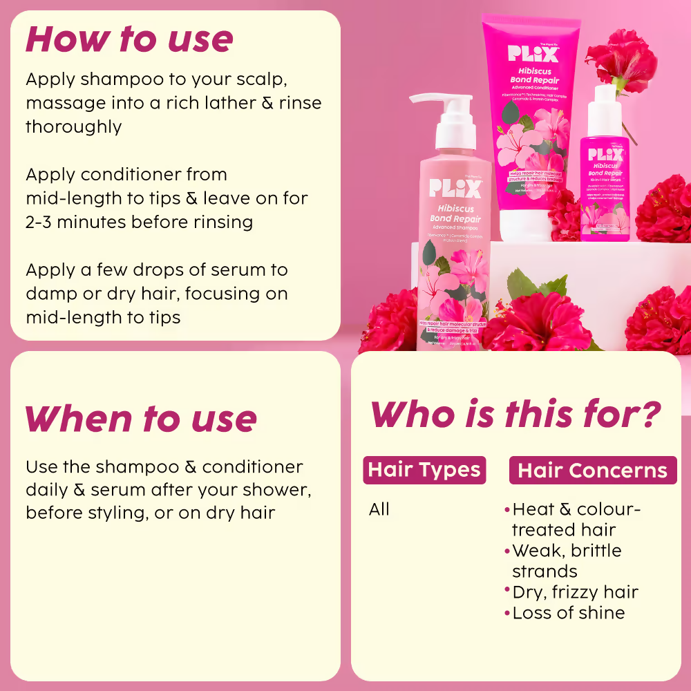 PLIX The Plant Fix Hibiscus Frizz Control Hair Combo | Grocsy