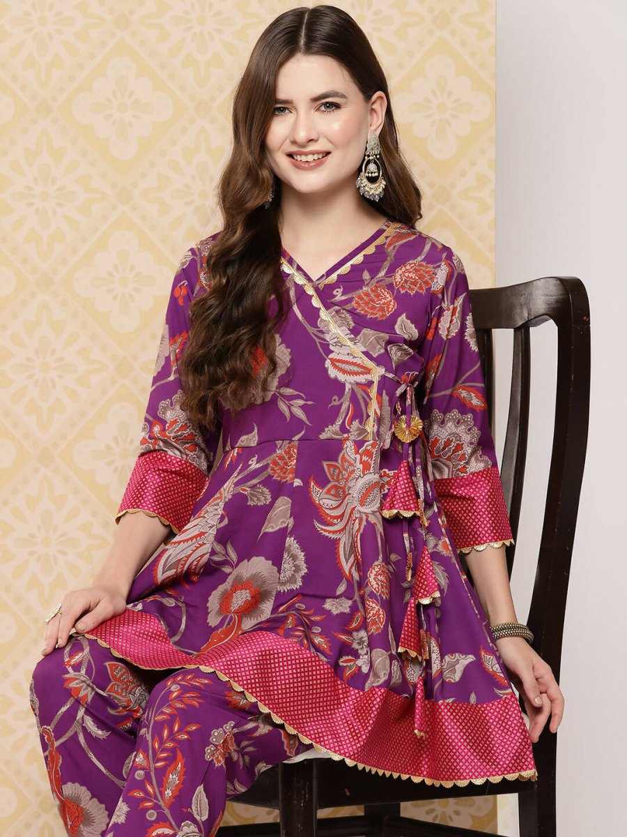 Ahalyaa Women's Traditional Wear Co-ods - Purple | Grocsy