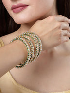 NVR Women's Set Of 4 Gold-Polished Kundan-Studded Traditional Bangles | Grocsy