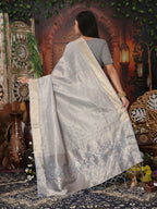 Shree Shyam Fashion Organza Gray Saree | Grocsy