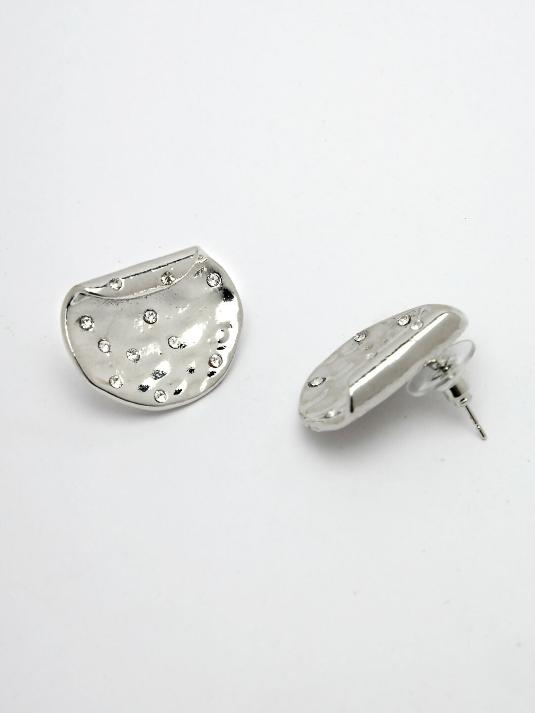 NVR Women's Set of 2 Gold & Silver Brass-Plated Artificial Stones Studded Studs Earring | Grocsy
