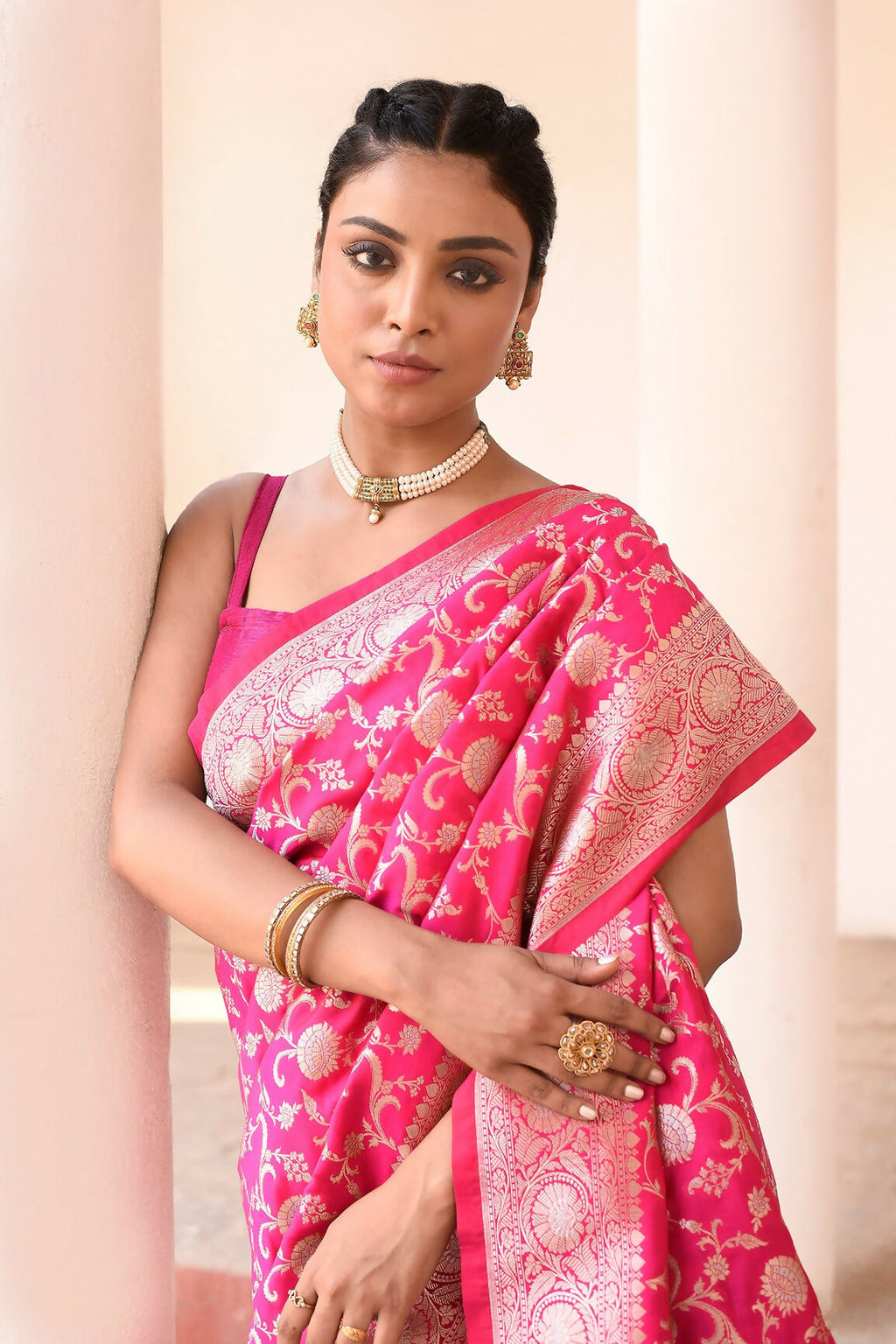 Joban Fashion Hot Pink Soft Pure Handloom Banarasi Silk Saree | Grocsy