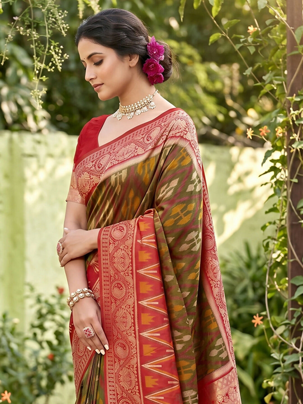 Shree Shyam Fashion Mehndi Soft Silk Saree | Grocsy