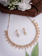 NVR Women's Gold-Polished American Diamond-Studded Handcrafted Jewellery Set | Grocsy