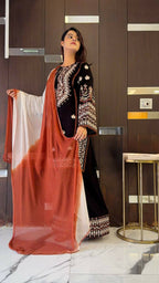 Teeya Creation Womens Trendy Stylish Embroidery Thread Work Black Kurta Set | Grocsy