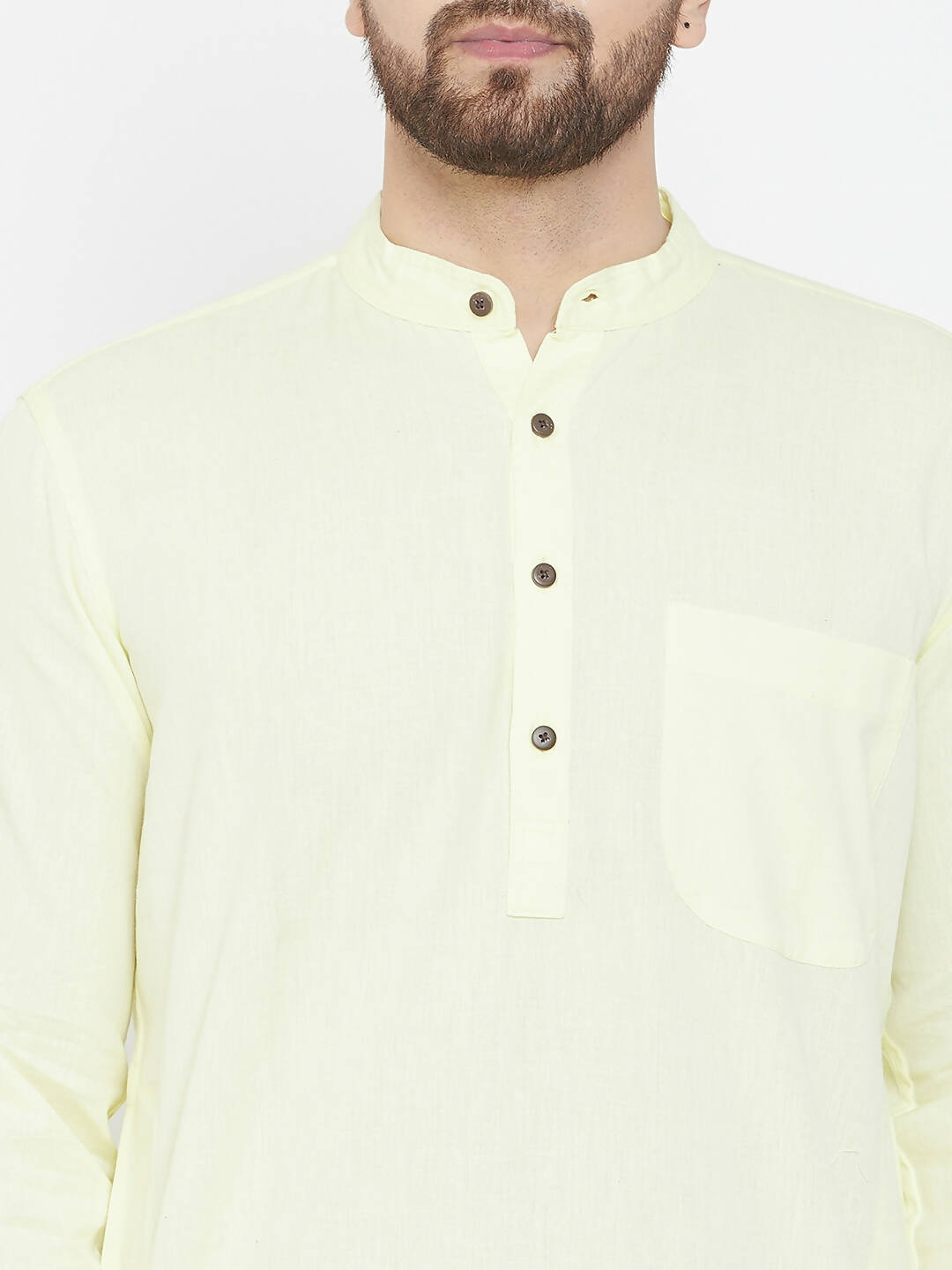 Even Apparels Yellow Color Men's Pure Cotton Kurta With Band Collar | Grocsy