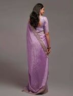 PR Fashion Onion Chinon Embroidery Lace Saree | Grocsy
