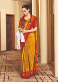 Joban Fashion Yellow Crepe Silk with Traditional Print Saree | Grocsy