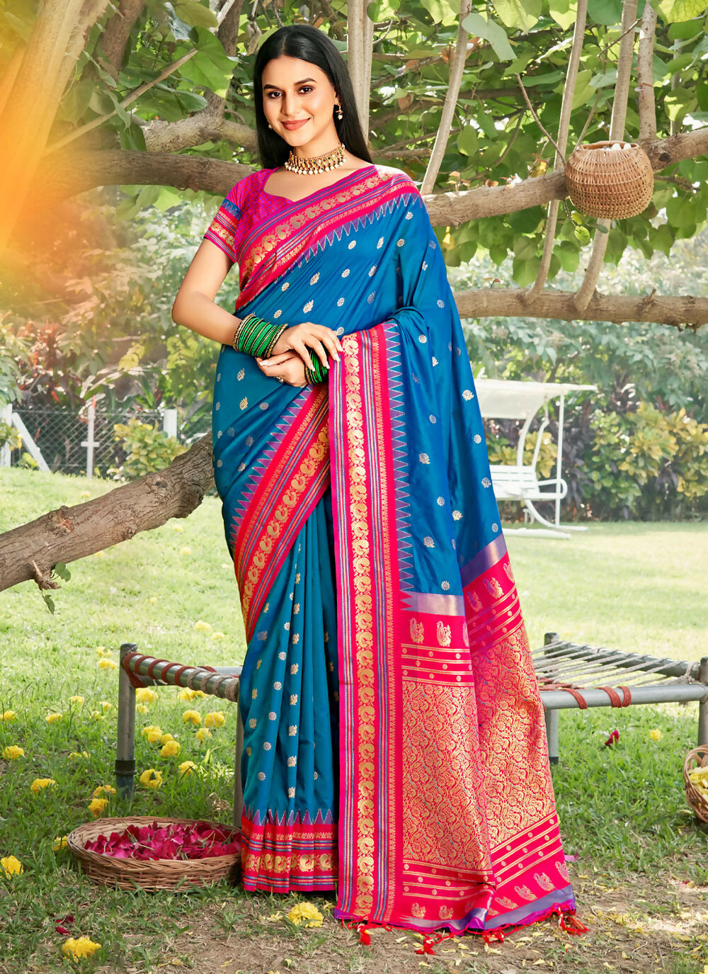 Shree Shyam Fashion Blue Soft Silk Saree | Grocsy