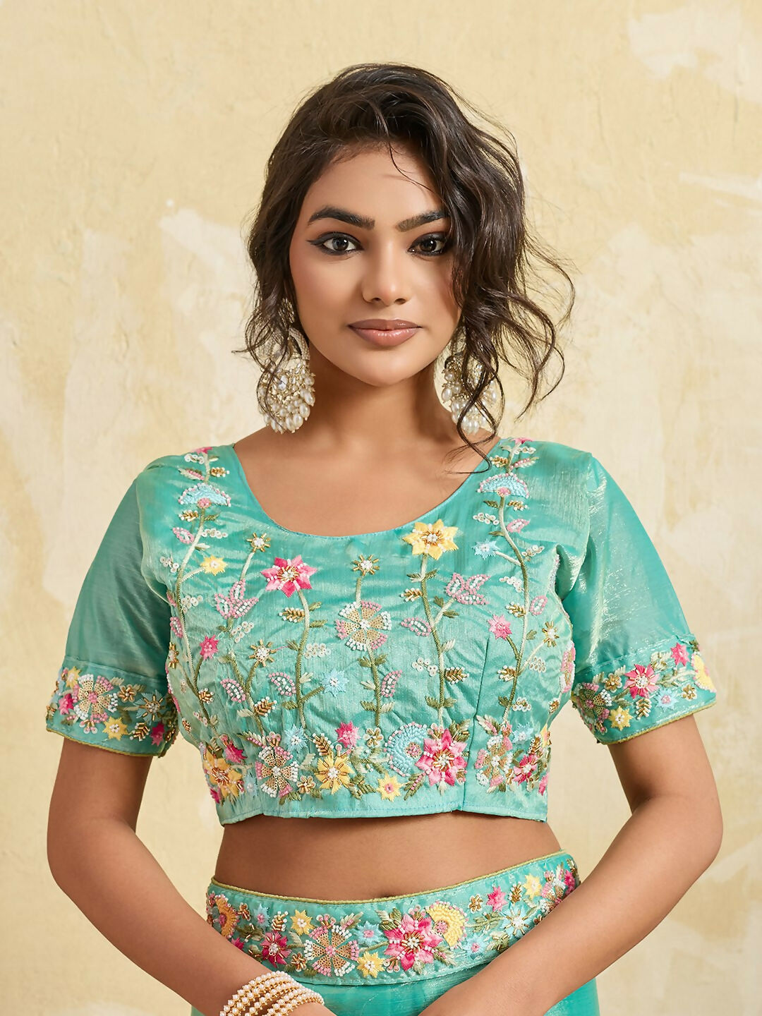 Teeya Creation New Stylish Trendy Party Wear Saree-Aqua_Blue | Grocsy