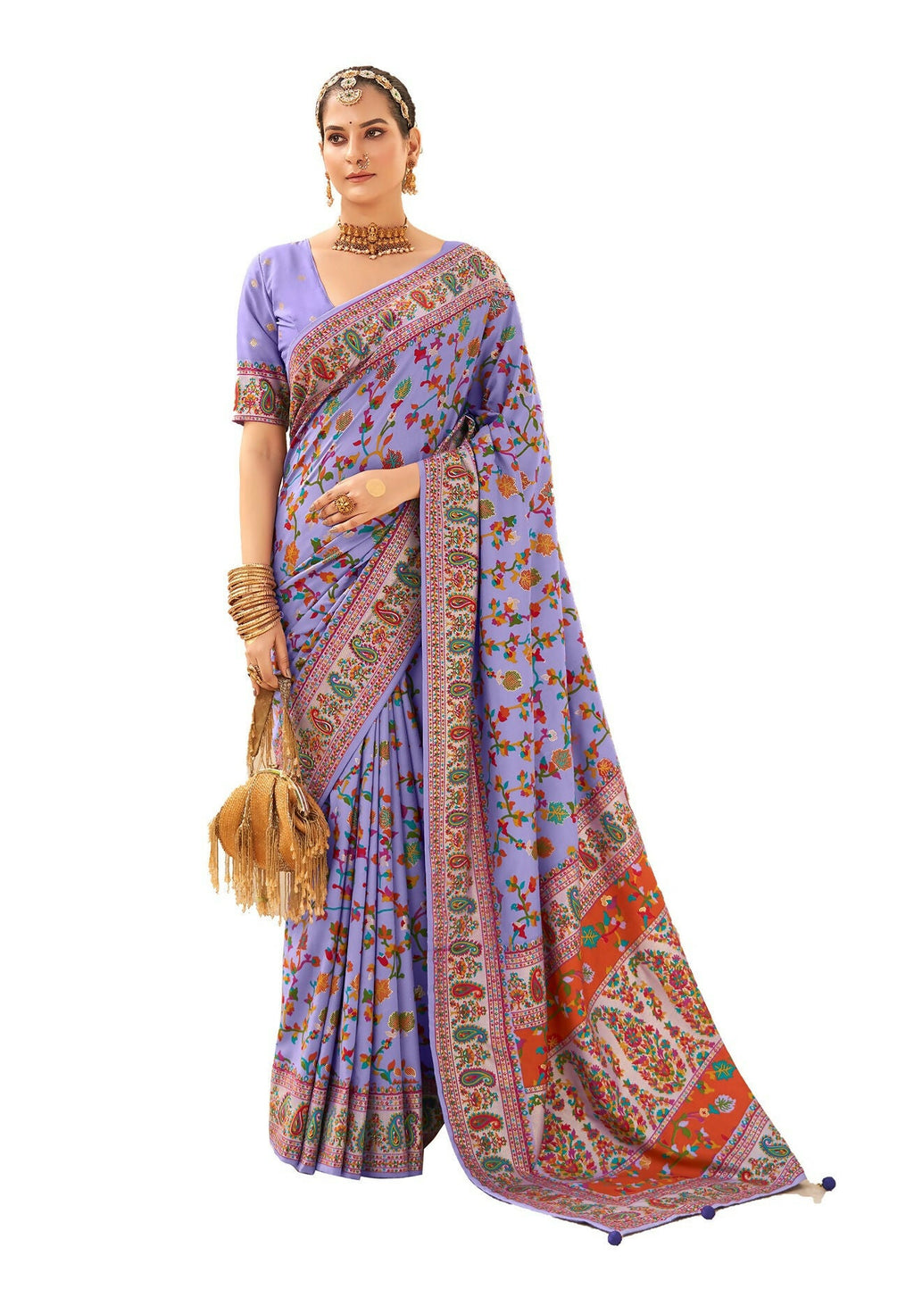 Joban Fashion Faux Chiffon Light Weight SareeLight Purple Colored With Zari Border Saree | Grocsy