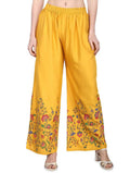 Mominos Fashion Mustard Floral Design Palazzo | Grocsy
