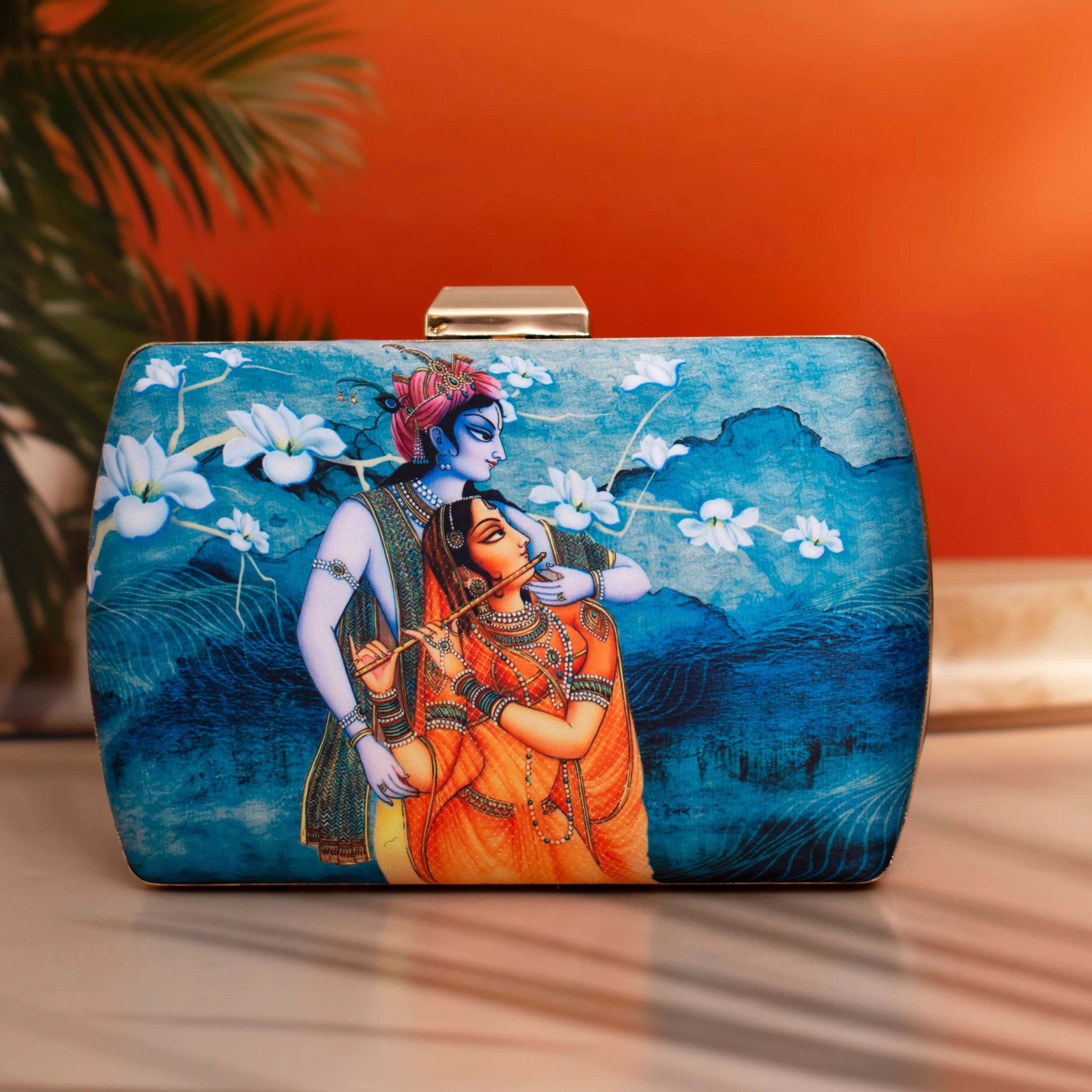 Joban Fashion Majestic Radha Krishna Printed Clutch - Multicolor | Grocsy