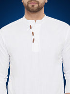 Even Apparels Men's Pure Cotton White Kurta | Grocsy