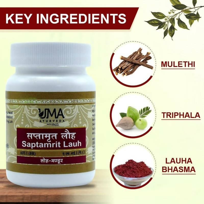 Uma Ayurveda Saptamrat Lauh Ayurvedic Tablets | Grocsy