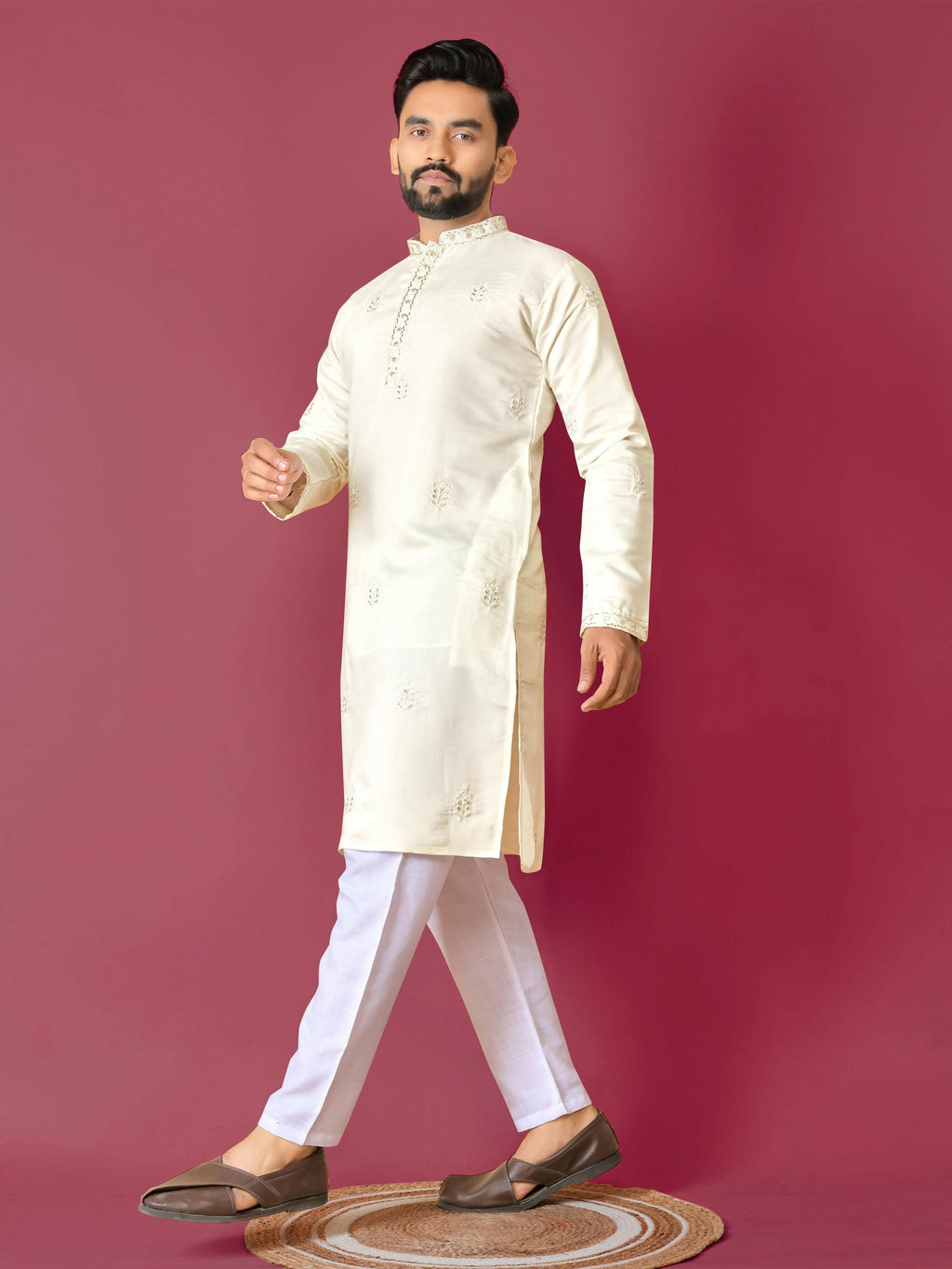 Indian Men's Kurta Pajama Set for Wedding Party by Infinity Export | Grocsy