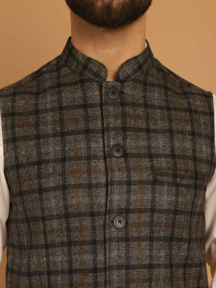 Even Apparels Pure Wool Nehru Jacket - Grey | Grocsy