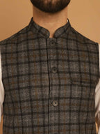 Even Apparels Pure Wool Nehru Jacket - Grey | Grocsy