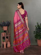 Joban Fashion Pink Floral Banarasi Silk Sarees | Grocsy