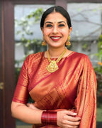 DEIANA'S Beautiful Designer Golden zari Soft Lichi Silk Saree - Maroon | Grocsy