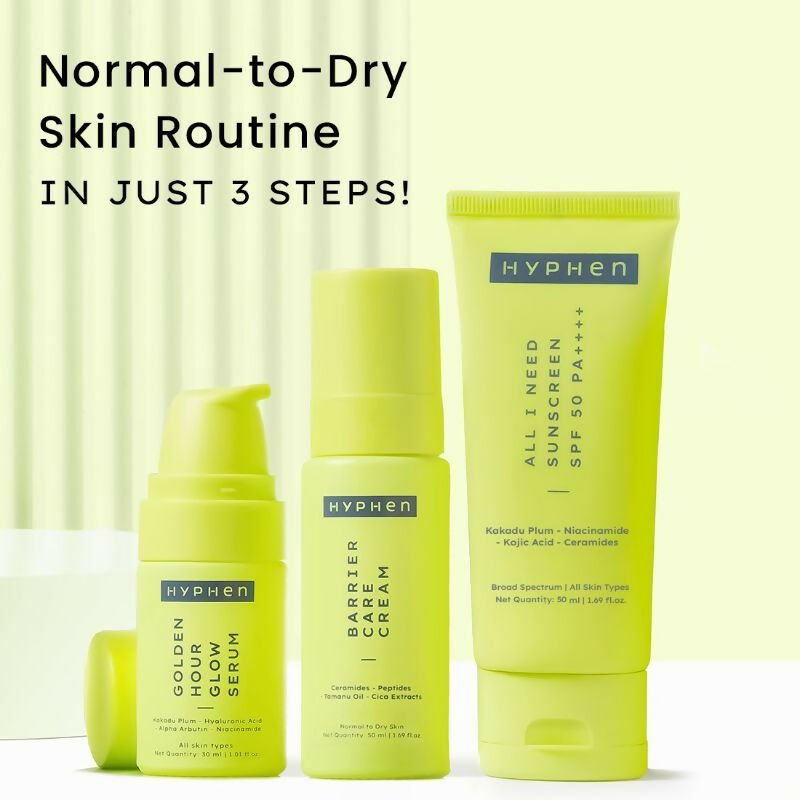 Hyphen By Kriti Sanon Skincare Routine with Glow Serum, Moisturizer & Sunscreen For Normal To Dry Skin Combo | Grocsy