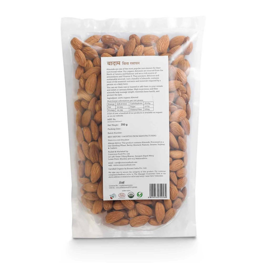 Conscious Food Organic Almonds (Badaam) | Grocsy