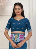 Shree Shyam Fashion Silk Blend Teal Blue Saree | Grocsy