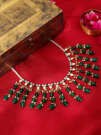 Ruby Raang Green Kundan And Emerald Collar Necklace | Grocsy