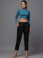 Juniper Women's Black Solid Straight Slim Pant | Grocsy