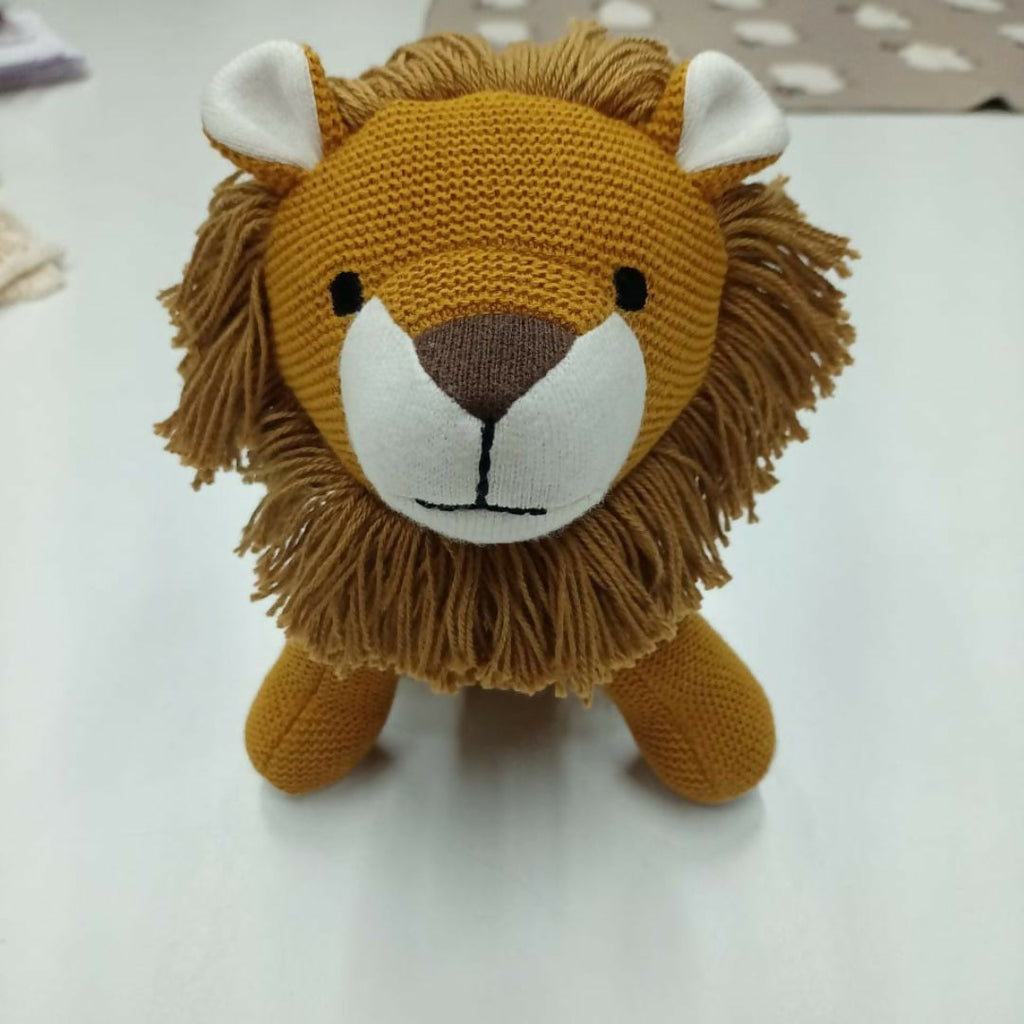Nesta Toys Lion Plush Toy For Kids – Snuggly Knitted Cotton Soft Toy | Grocsy