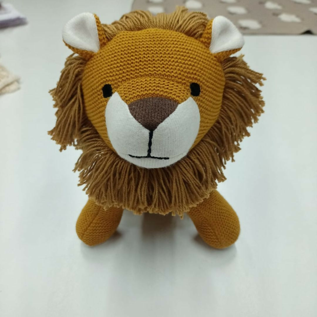 Nesta Toys Lion Plush Toy For Kids – Snuggly Knitted Cotton Soft Toy | Grocsy