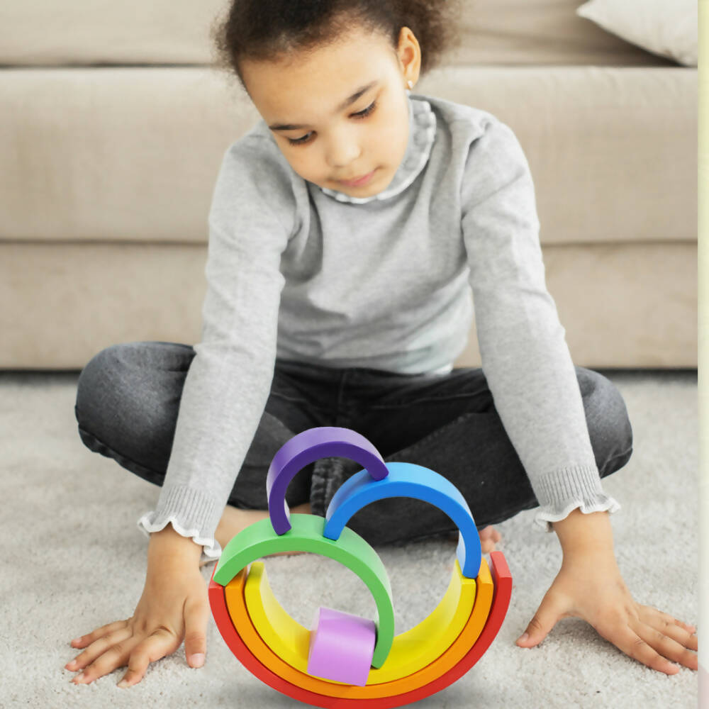 Matoyi Rainbow Colored Bowling Pin And Stacker Combo | Grocsy