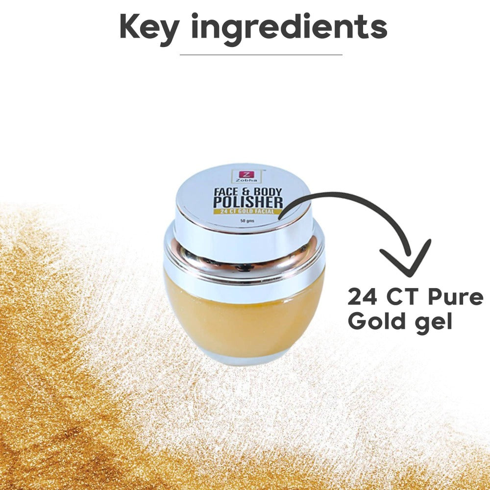 Zobha Face & Body Polisher 24 Ct Gold Facial Gel | Grocsy