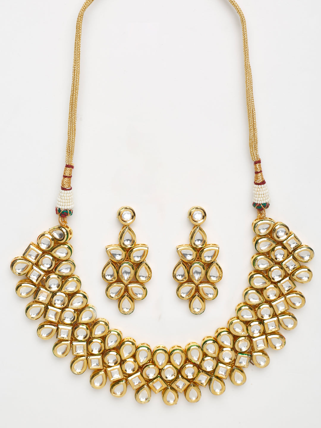 Kundan Neckpiece With Earrings - Ruby Raang | Grocsy