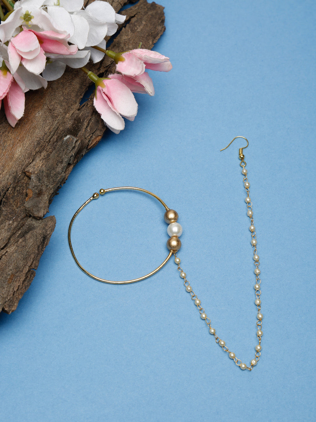 Gold-Polished Stone Nose Ring - Ruby Raang | Grocsy