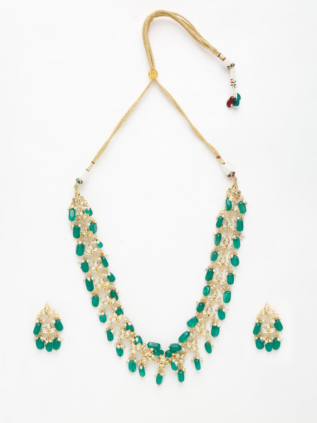 Kundan Neckpiece With Earrings - Ruby Raang | Grocsy