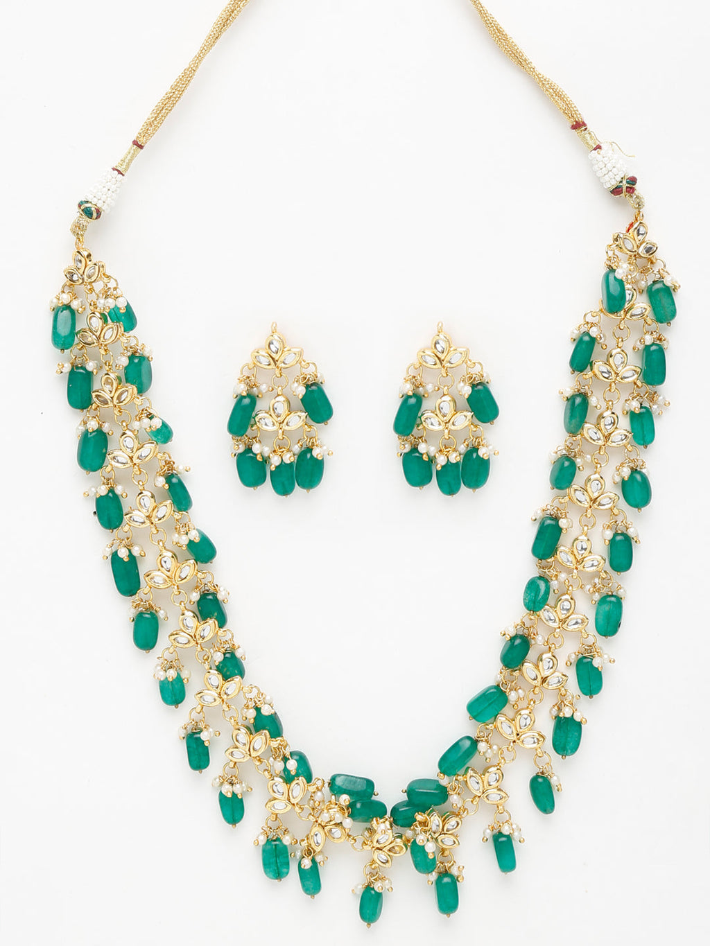 Kundan Neckpiece With Earrings - Ruby Raang | Grocsy